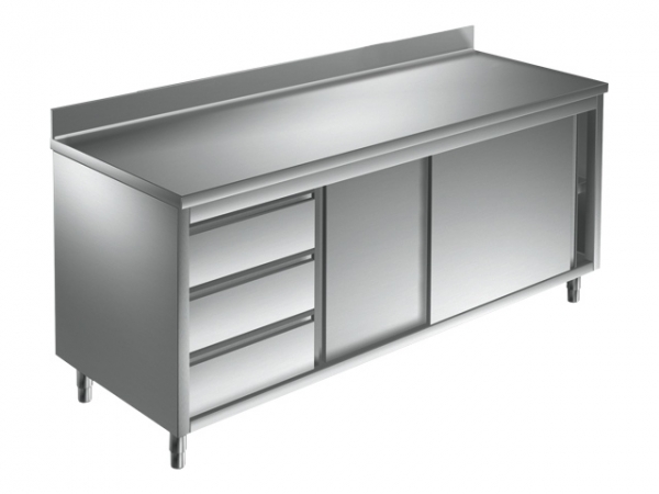 Cupboard SERIE 700, with Upstand and a drawer unit left, 1200mm length