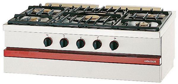 Bartscher Gas cooker, 5 burners, 1000x650x300mm