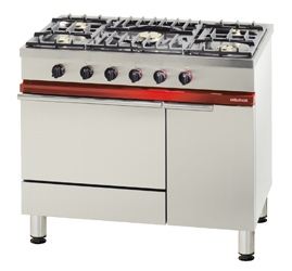 Bartscher Gas stove, 5 burners, with gas oven