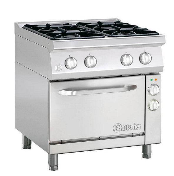 Gas stove, 4 burners, with e-air circulating oven, 800x700x900mm