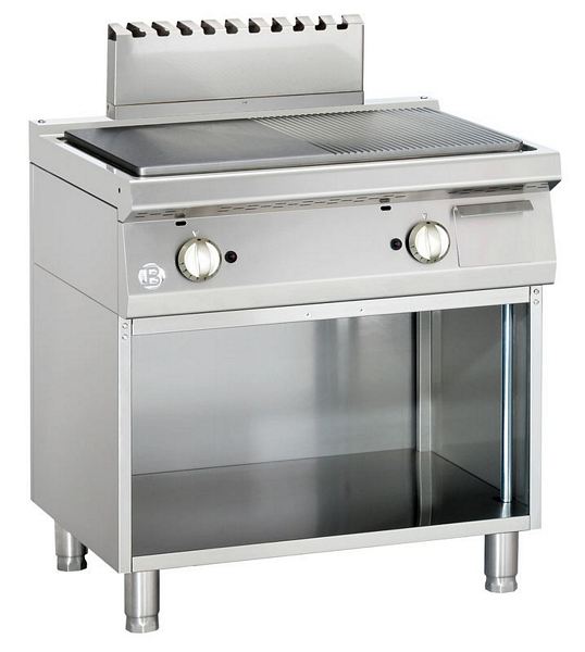 Griddle plate, 1/2 smooth and 1/2 grooved, 14 kW, 800x700x900mm