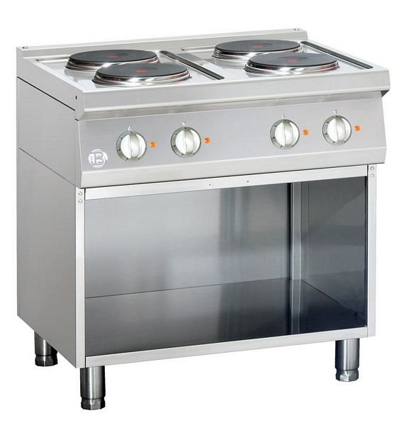 Electric stove, 4 hot-plates, with open base frame, 800x700x900m