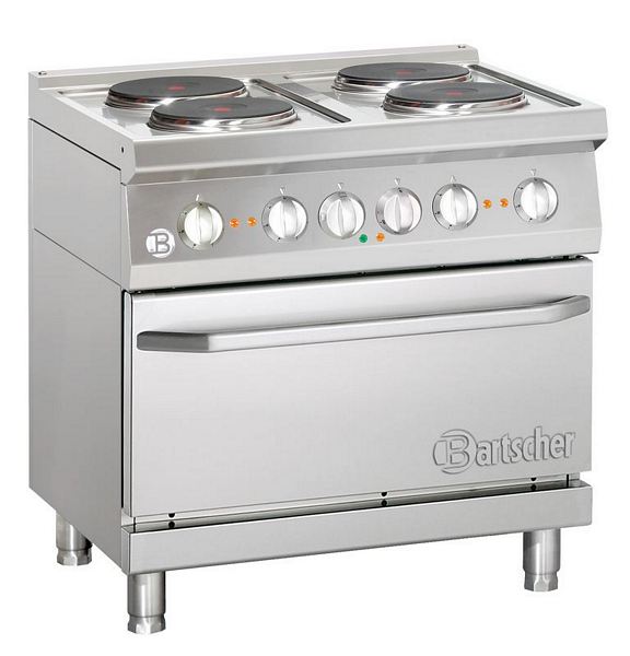 Bartscher Electric stove, 4 hot-plates, with electric oven