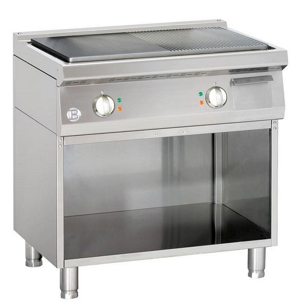 Griddle plate, 1/2 smooth and 1/2 grooved, 10 kW, 800x700x900mm