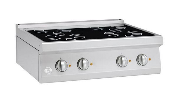 Cerane cooker, 4 heating zones, 9,2 kW, 800x700x295mm