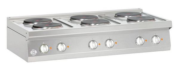 Electric cooker, 6 hot-plates, 15,6 kW, 1200x700x295mm