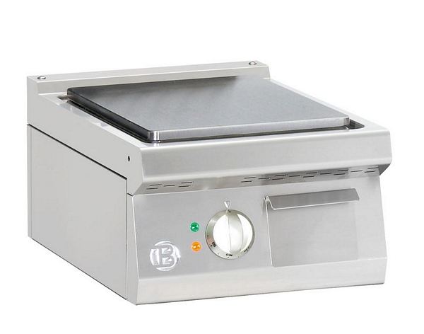 Electric griddle plate, smooth, 5 kW, 400x700x295mm