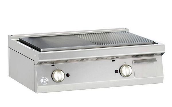 Gas griddle plate, 1/2 smooth 1/2 grooved, 14 kW, 800x700x295mm