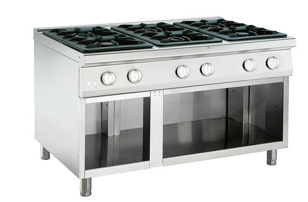 Gas stove, 6 burners, 35 kW, 1350x900x900mm