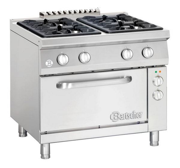 Gas stove, 4 burners, with electric oven, 23 kW, 900x900x900mm