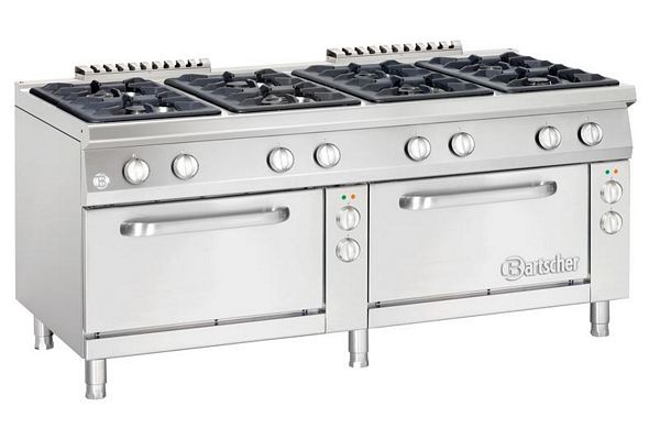 Gas stove, 8 burners, with 2 electric ovens, 1800x900x900mm