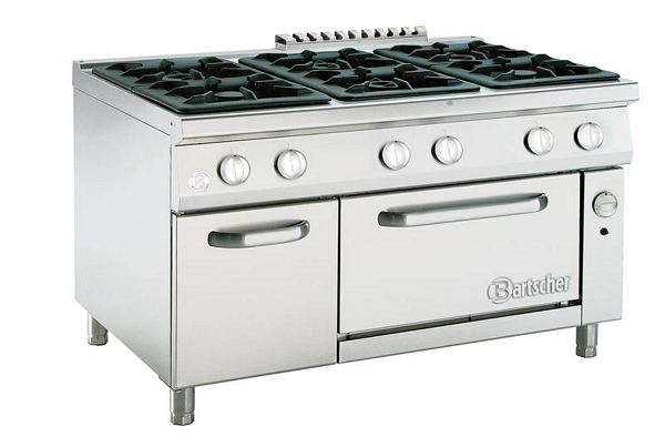 Bartscher Gas stove, 6 burners, with gas oven, Series 900