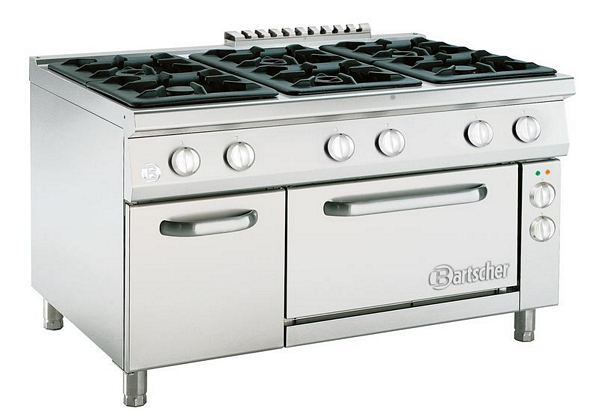 Gas stove, 6 burners, with electric oven, 1350x900x900mm