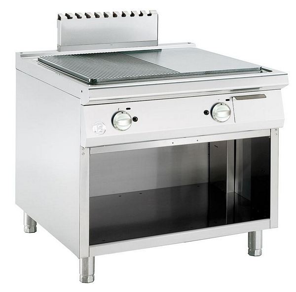 Gas griddle plate, 1/2 smooth, 1/2 grooved, 13,8 kW, 900x900x900