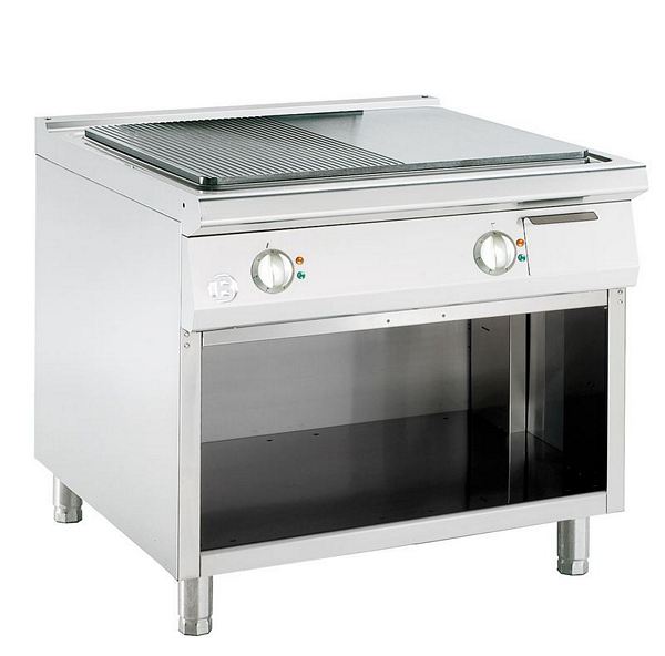 Elektro-Griddleplatte, 1/2 glatt 1/2 gerillt, 13,2 kW, 900x900x9