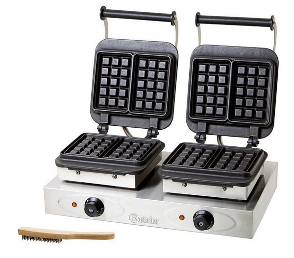 Doppel-Waffeleisen, mit Backplatten Brüsseler, 600x360x255mm
