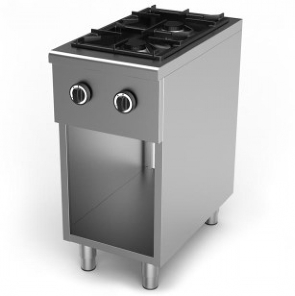 Gas stove 2 burners with open base, 2x6.5 (Kw), 400x700x (h) 850/900