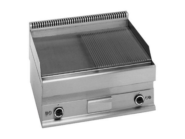 Modular Griddle plate, smooth/grooved hard chrome, 700x650x280mm