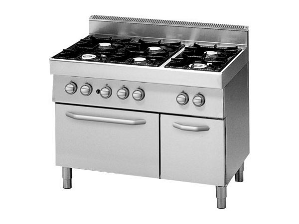 Modular Gas range 6 burner, with gas oven, 1100x700x850mm