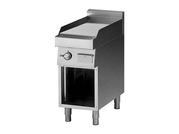 Modular Electric Griddle plate, grooved hard chrome, 400x700x850
