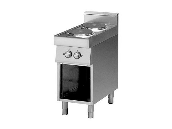 Modular Electric range 2 plates, with open base, 400x700x850mm