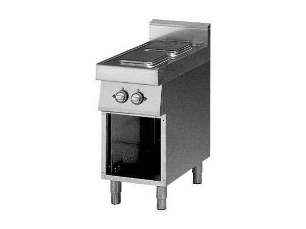 Modular Electric range 2 plates, with open base, 400x700x850mm