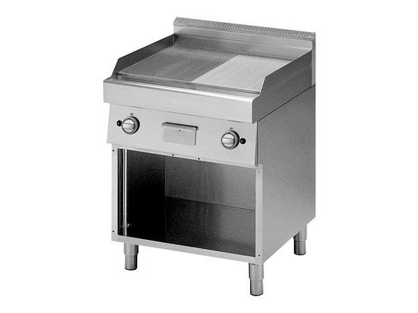 Modular Griddle plate, smooth/grooved hard chrome, 700x700x850m