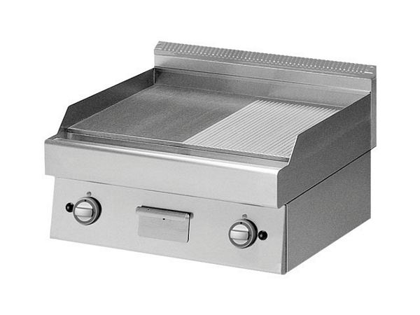 Modular Griddle plate, smooth/grooved hard chrome, 700x700x280mm