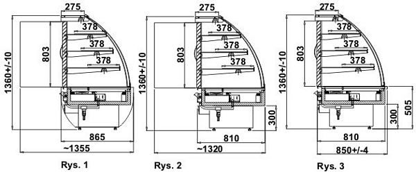 Warm display cabinet MEXICO G 0.6, warm air circulation, 1360 +/- 10 mm
