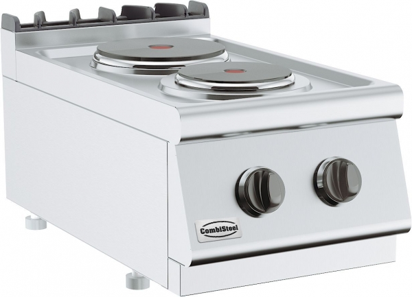 Gas range 2 flames 400 V / 1x2,25 kW, 1x1,85 kW, 400x700x300
