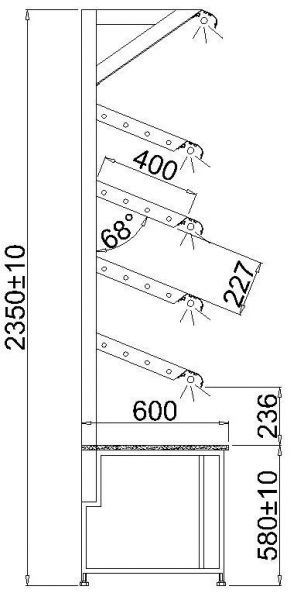 PASTRY DISPLAY WALL UNIT, Virginia 1.5, 1500x630x2350mm