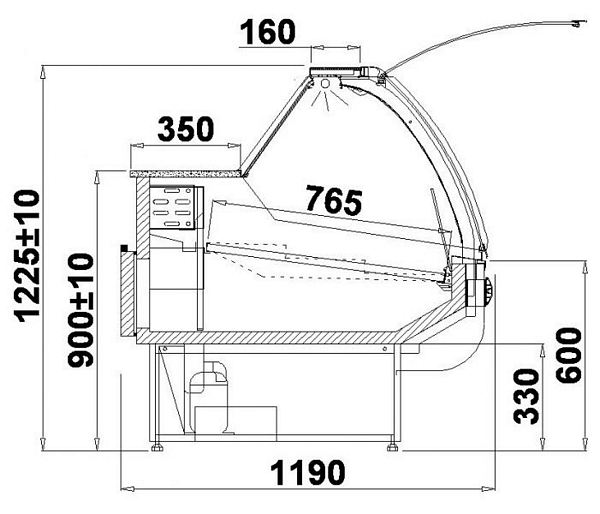Refrigerated counter ALASKA 1.4S-mod/A, 1290x1190x1225mm