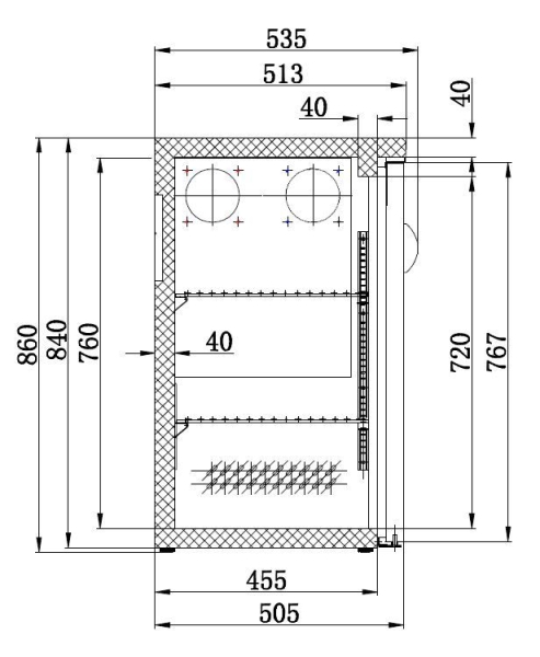 BAR COOLER BLACK WITH 2 DOORS