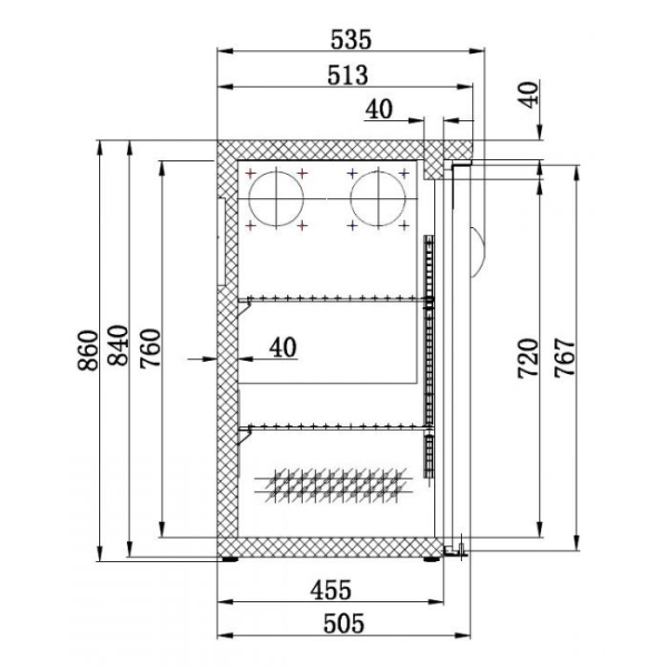BAR COOLER BLACK WITH 4 DOORS
