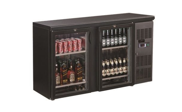 BACKBAR COOLER BLACK WITH 2 GLASS DOORS