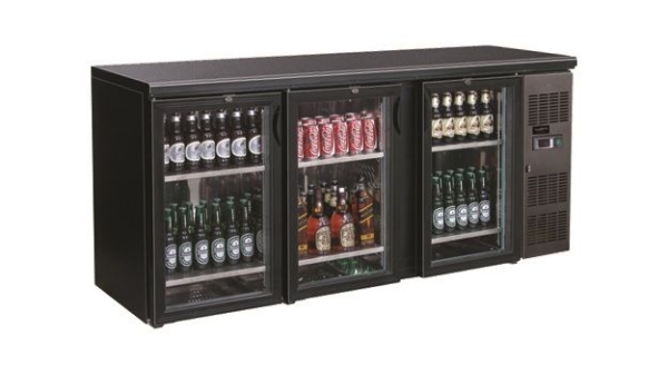 BACKBAR COOLER BLACK WITH 3 GLASS DOORS