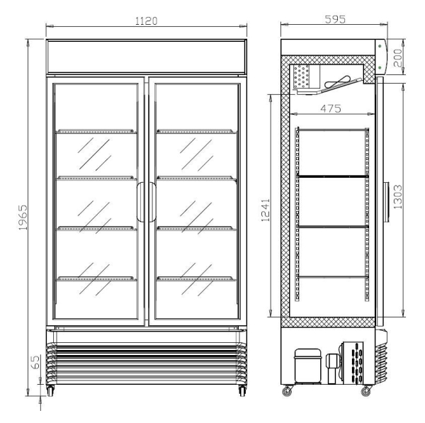 REFRIGERATOR 2 GLASS DOORS BEZ-750 GD
