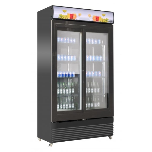 REFRIGERATOR WITH SLIDING GLASS DOORS BEZ-780 SL BLACK