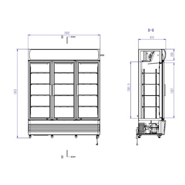 REFRIGERATOR 3 GLASS DOORS FCU-1200