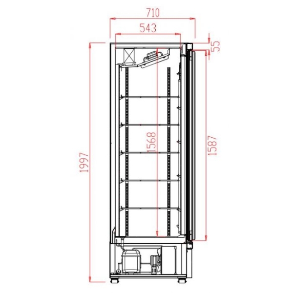 FREEZER 1 GLASS DOOR BLACK JDE-600F BL