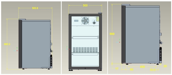 THEKENKÜHLSCHRANK MIT GLASTÜR, 136 LITER, SCHWARZ
