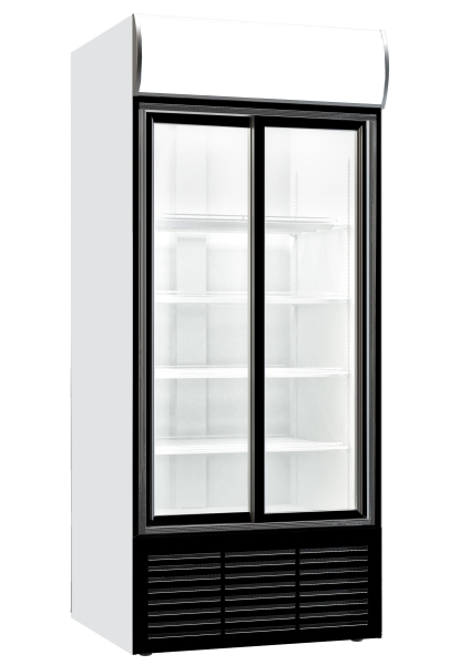 REFRIGERATOR WITH SLIDING GLASS DOORS