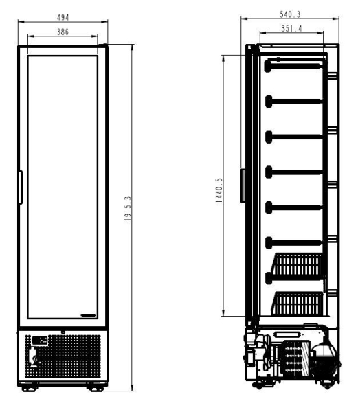 GEFRIERSCHRANK 1 GLASTÜR 221 LITER
