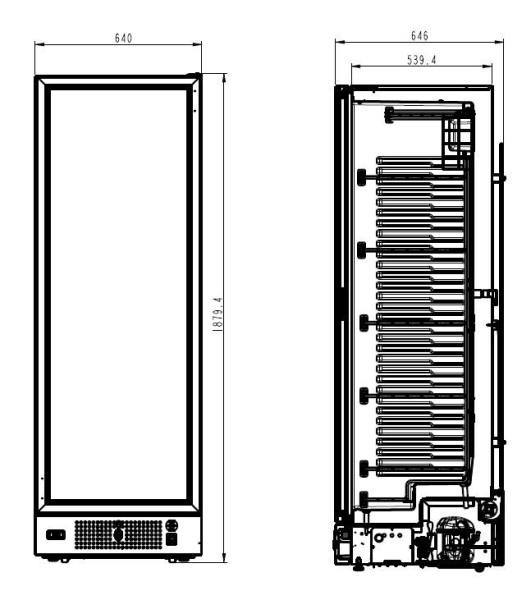 FREEZER 1 GLASS DOOR BLACK 382 LITERS