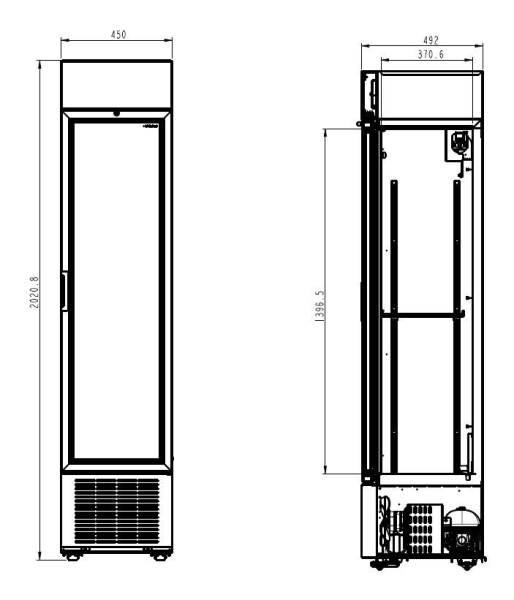 REFRIGERATOR 1 GLASS DOOR BLACK 232 LITER