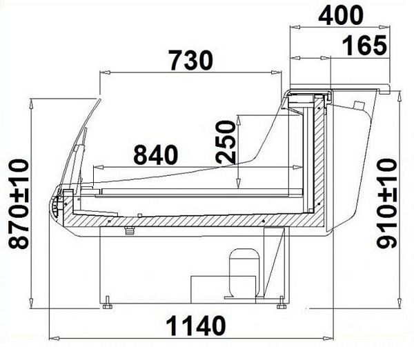 Refrigerated counter BARI 1.9-mod/A, 1975x1140x910+/-10mm