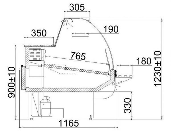 Refrigerated counter ALBERTA 2/1.7S-mod/A, 1590x1165x1230+/-10mm