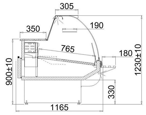 Refrigerated counter ALBERTA 2/1.4S-mod/C, 1290x1165x1230+/-10mm
