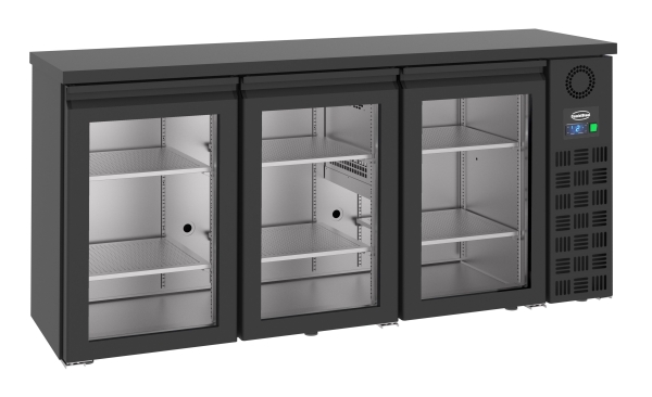 BAR COOLER BLACK WITH 3 GLASS DOORS