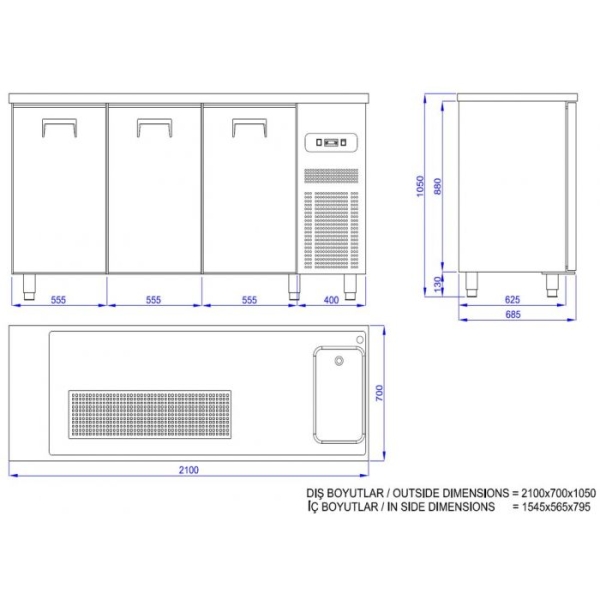 BEER COUNTER WITH 3 DOORS & 1 SINK ON THE RIGHT